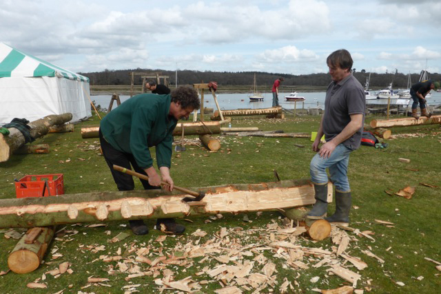 Shipwright school blog - hewing and sawing gets underway