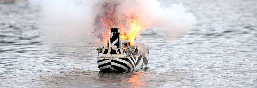 Model boats D-day re-enactment for may half-term at Buckler’s Hard